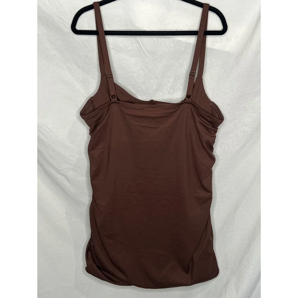 NWT Skims Sculpting Swim Ruched One Piece Bathing Suit Plus Sz 3X Cocoa Brown
